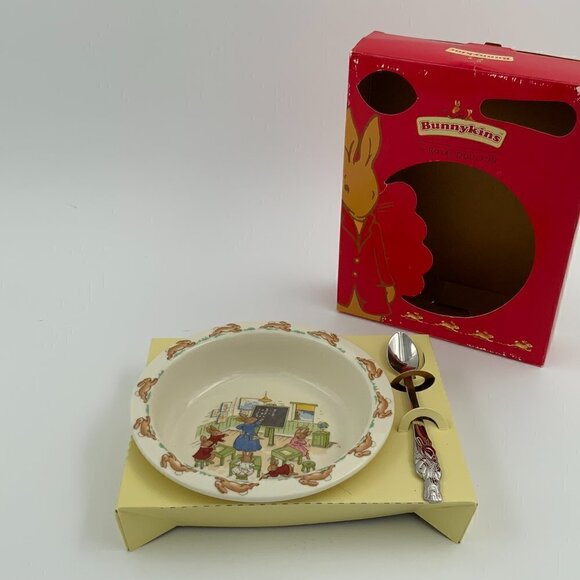 Royal Doulton Bunnykins Nurseryware Bowl & Spoon Set Original Box - Picture 4 of 4